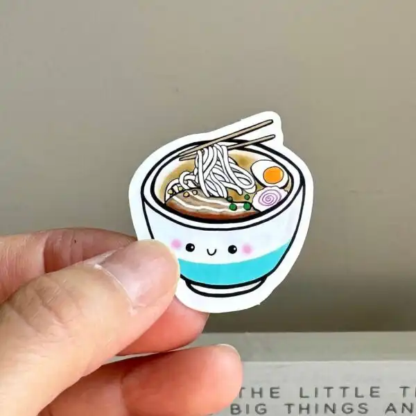 1.5” Cute Ramen Sticker – Kawaii Japanese Noodle Design for Cups