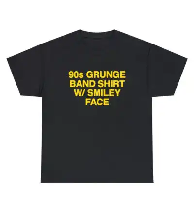 90s Grunge Band Tee with Smiley Face – Soft Cotton Shirt