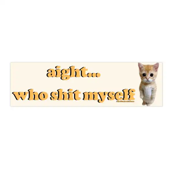 Aight Who Shit Myself Bumper Sticker & Magnet – Funny Vinyl Design