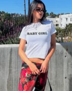 Baby Girl Crop Top – Retro Y2K Aesthetic Fitted Tee for Women