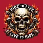 Biker T-Shirt: Motorcycle Piston Skull & Flames Graphic Tee
