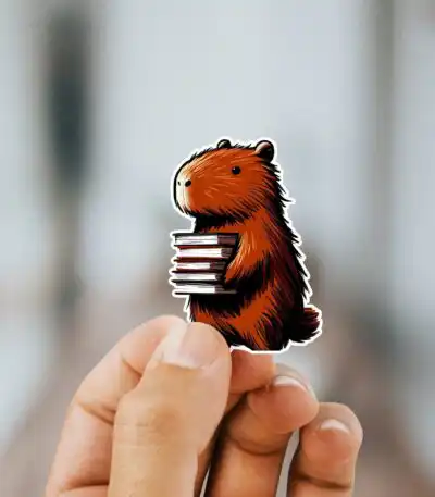 Bookish Capybara Sticker – Cute Waterproof Gift for Readers