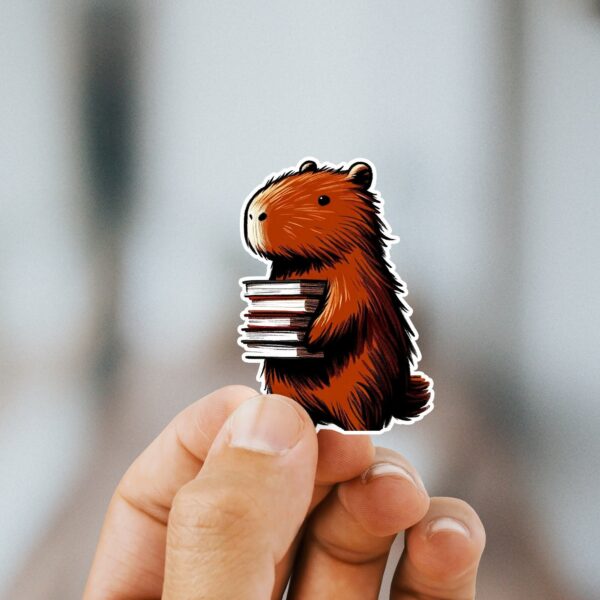 Bookish Capybara Sticker – Cute Waterproof Gift for Readers