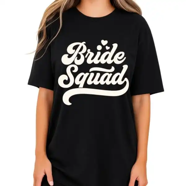 Bride Squad Retro Script Tee – Fun Bachelorette Party Shirt