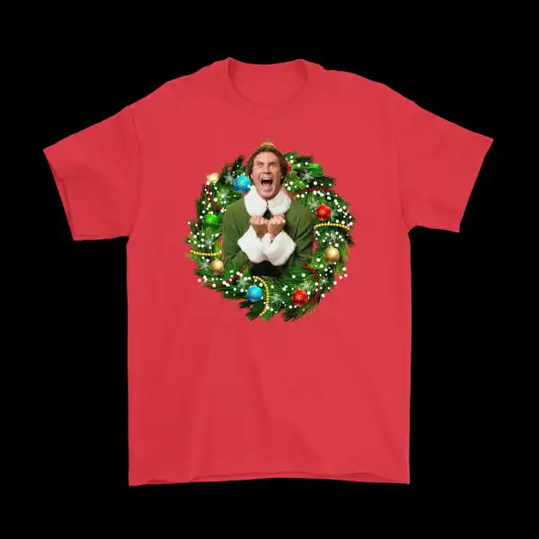 Buddy the Elf Wreath T-Shirt – Fun Christmas Graphic Tee