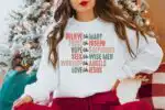 Christian Christmas Sweatshirt – Believe Like Mary Holiday Tee