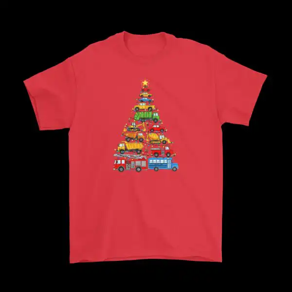 Christmas Cars & Trucks Tree Tee – Fun Cotton Holiday Shirt
