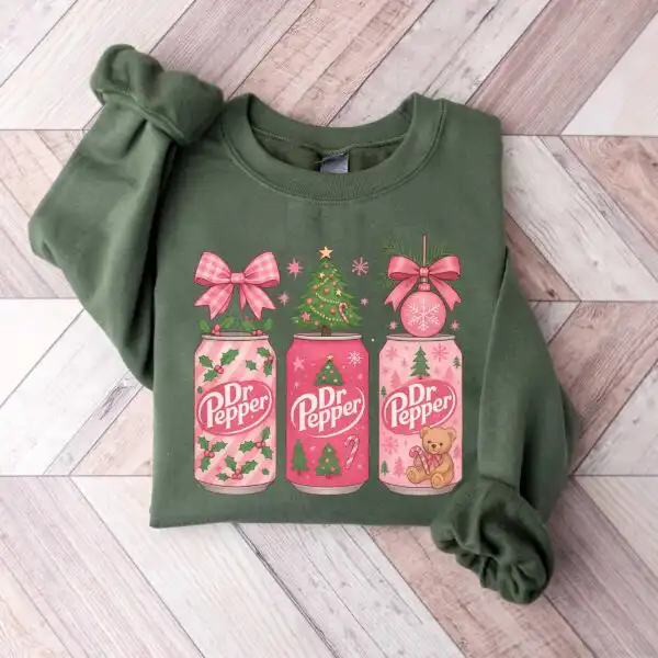 Christmas Dr Pepper Sweatshirt – Pink Bow Holiday Hoodie