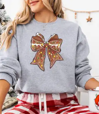 Christmas Gingerbread Coquette Sweatshirt – Cute Holiday Hoodie