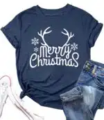 Christmas Shirts for Women – Funny Graphic Tree Light Top