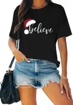 Christmas Shirts for Women – Funny Graphic Tree Light Top