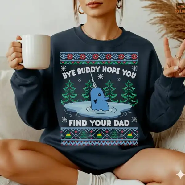 Christmas Whale Ugly Holiday Sweatshirt – Funny Dad Gift Apparel