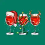 Christmas Wine Holiday T-Shirt – Fun Santa Hat & Reindeer Design
