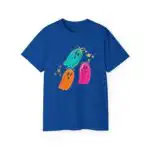 Colorful Ghost Trio T-Shirt – Cute Halloween Tee for Kids & Women