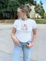 Coquette Baby Tee – Angel Baby Reading to Kitten Design