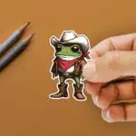 Cowboy Frog Sticker – Cute Western Toad Decal for Laptops & Water Bottles