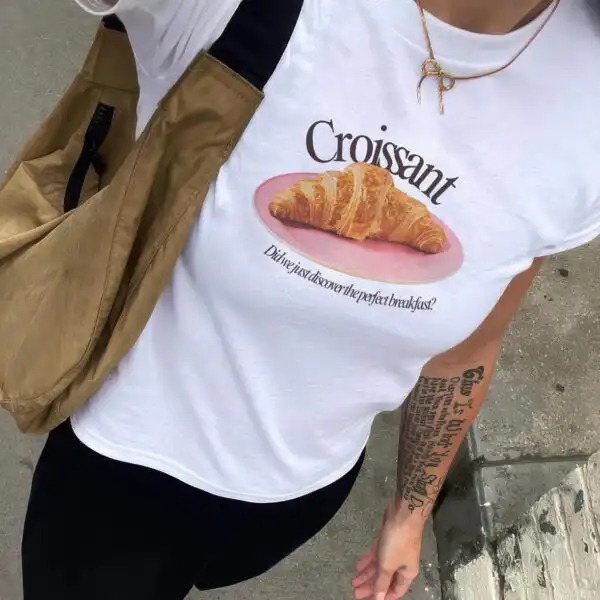 Croissant Graphic Baby Tee – Perfect Breakfast Retro Design