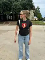 Cupid in Red Heart Baby Tee – Vintage Y2K Women's Shirt