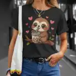 Cute Sloth Boba Tea T-Shirt – Funny Gift for Tea Lovers
