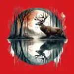 Deer Buck Moonlight Reflection Tee – Soft Cotton Forest Shirt