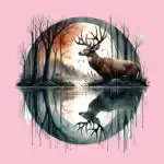 Deer Buck Moonlight Reflection Tee – Soft Cotton Forest Shirt
