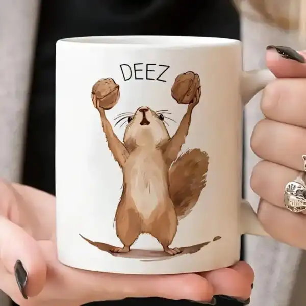 Deez Nuts Funny Squirrel Mug – Hilarious Gag Gift for All