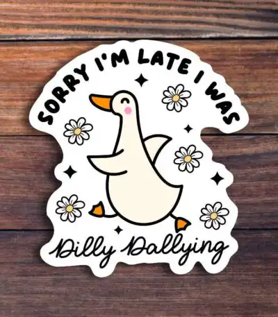 Dilly Dallying Goose Sticker – Cute Waterproof Funny Goose Design