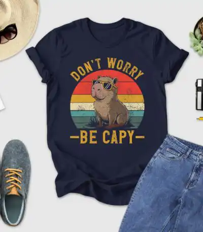 Don't Worry Be Capy Shirt – Funny Capybara Vibes Tee