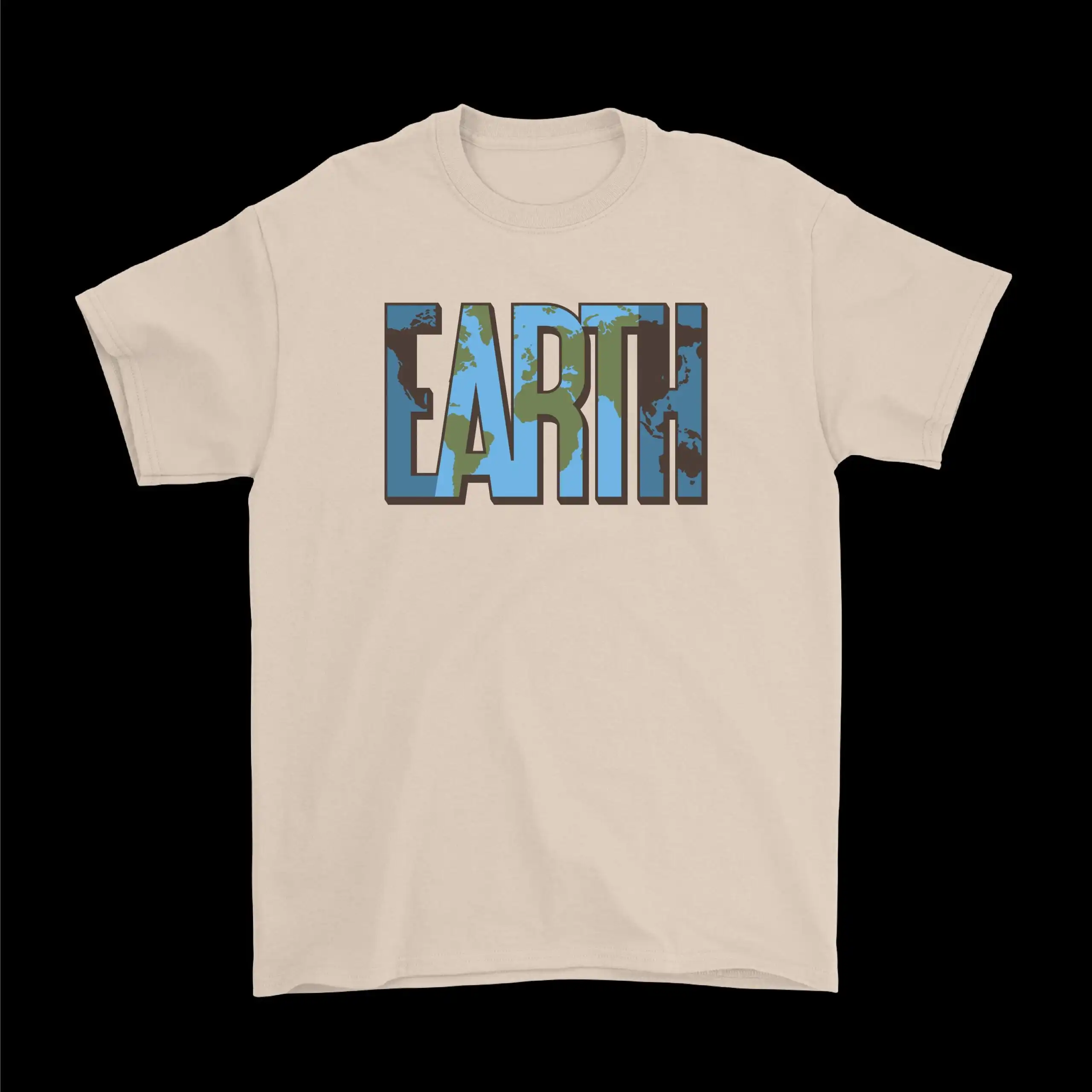 Earth Art T-Shirt – Creative Planet Typography Cotton Tee Earth Art T-Shirt – Creative Planet Typography Cotton Tee