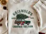 Embroidered Christmas Tree Farm Sweatshirt – Cozy Holiday Top