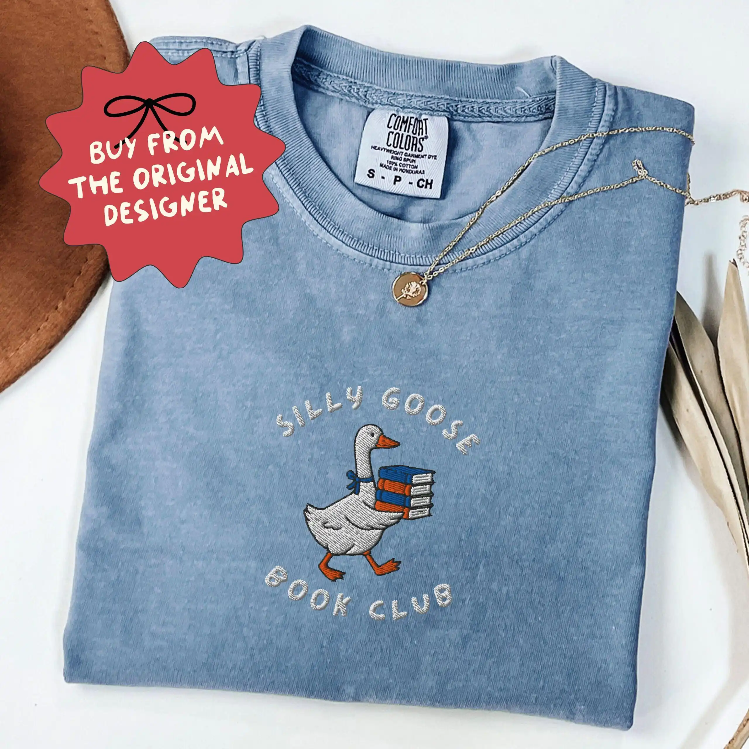 Embroidered Silly Goose Book Club Shirt – Cozy Unisex Tee for Readers Embroidered Silly Goose Book Club Shirt – Cozy Unisex Tee for Readers