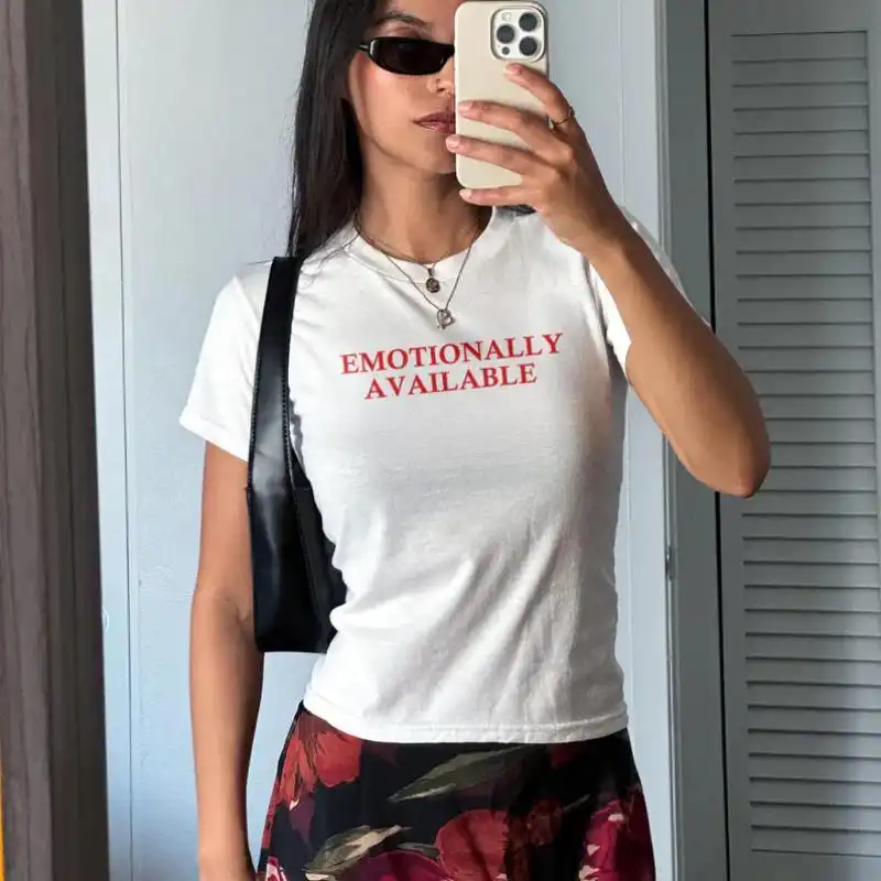 Emotionally Available Y2K Baby Tee – Trendy Graphic Crop Top Emotionally Available Y2K Baby Tee – Trendy Graphic Crop Top