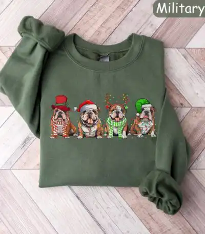 English Bulldog Christmas Sweatshirt – Cozy Holiday Dog Gift