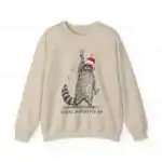 Feral & Festive Raccoon Sweatshirt – Funny Ugly Christmas Top