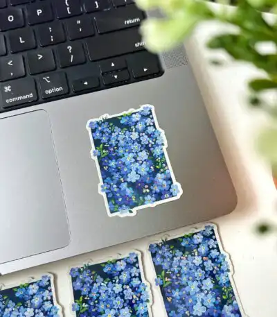 Forget Me Not Flower Vinyl Sticker – Glittery Waterproof Decal