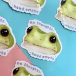 Frog Meme Sticker – No Thoughts Head Empty Die Cut Vinyl Sticker