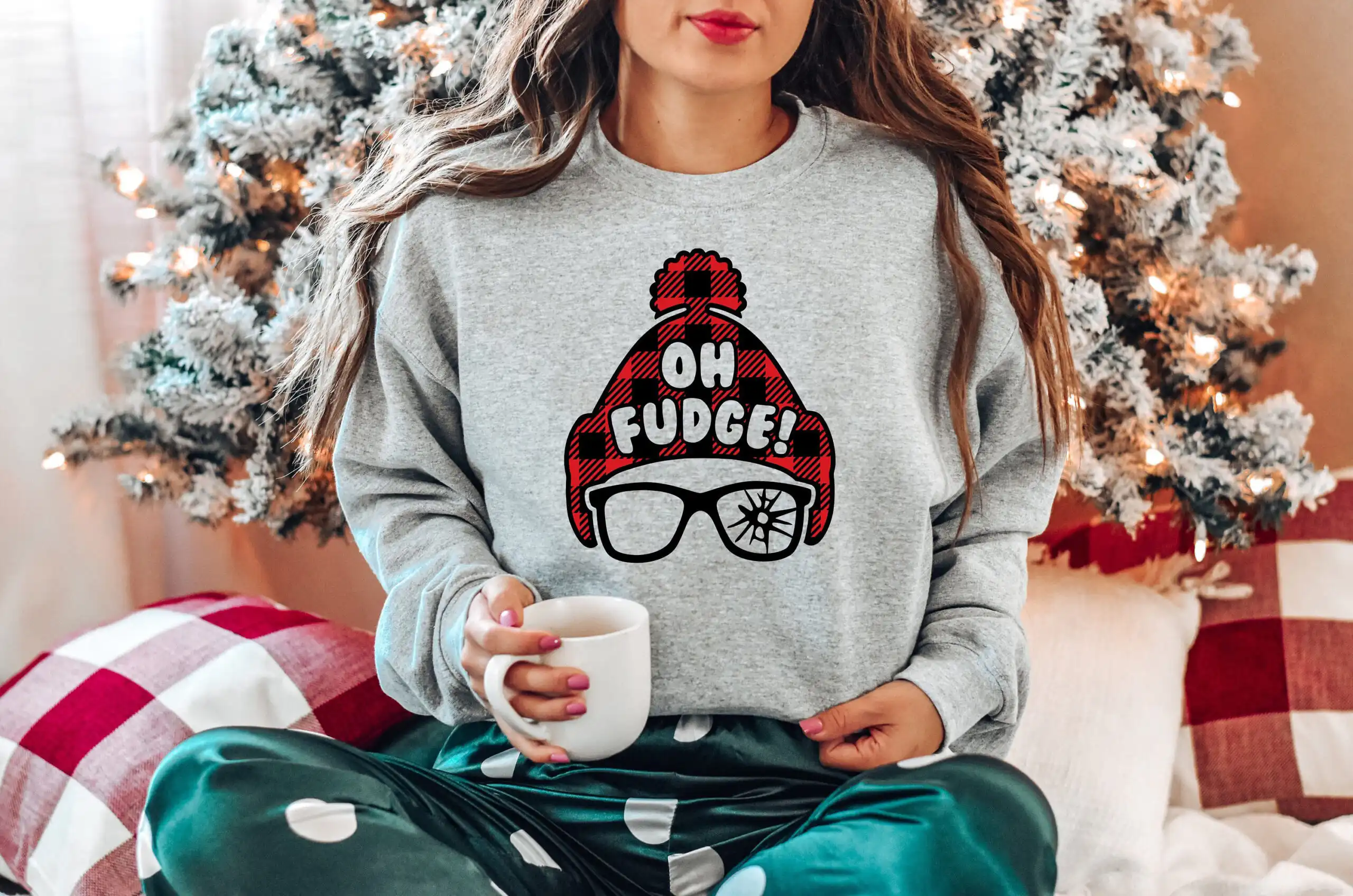 Funny Christmas Sweatshirt - Oh Fudge Holiday Tee for Gifts Funny Christmas Sweatshirt - Oh Fudge Holiday Tee for Gifts