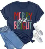Funny Christmas Tree Light Graphic Shirt – Women’s Holiday Top