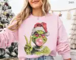 Funny Grinch Christmas Shirt – Santa Blowing Bubble Tee Design
