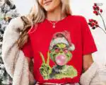 Funny Grinch Christmas Shirt – Santa Blowing Bubble Tee Design
