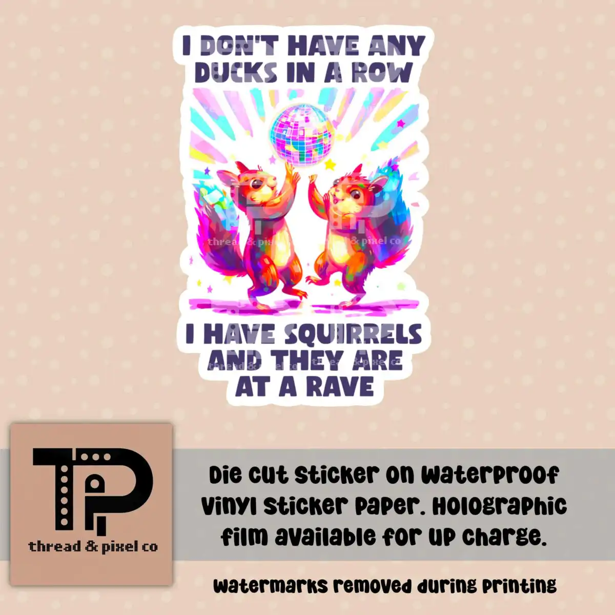 Squirrel Rave Sign Funny Mental Health Sticker - Squirrel Rave Vinyl Sticker for Laptop ...