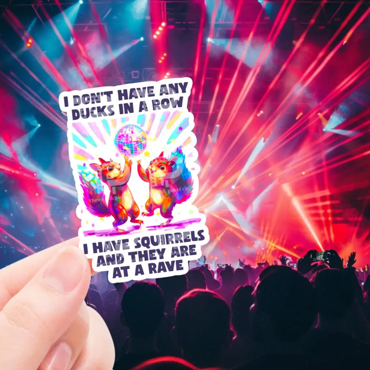 Squirrel Rave Sign Funny Mental Health Sticker - Squirrel Rave Vinyl Sticker for Laptop ...