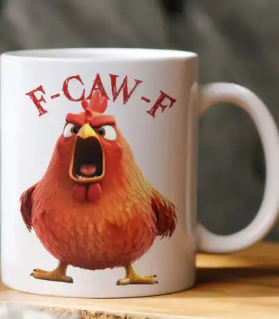 Funny Mug with Humorous Crow F-Caw-F – Perfect Gift for Friends