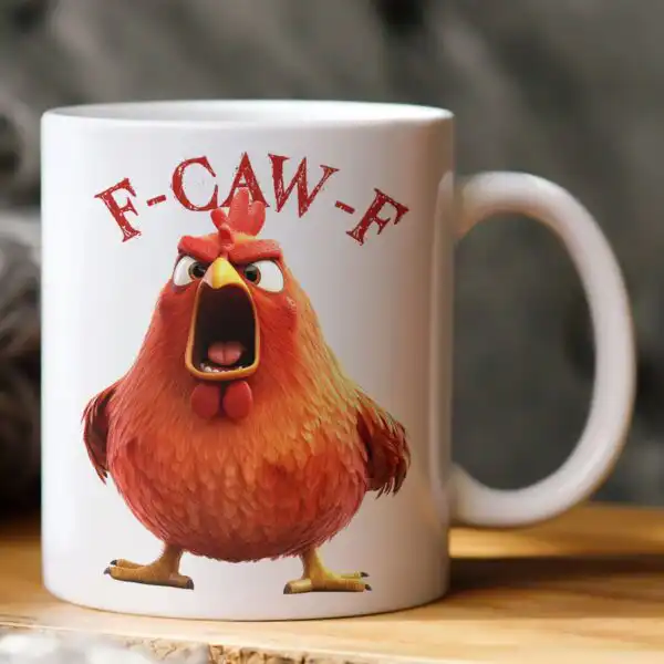 Funny Mug with Humorous Crow F-Caw-F – Perfect Gift for Friends