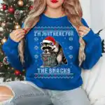 Funny Raccoon Christmas Sweatshirt – Cozy Snack Lover Crewneck