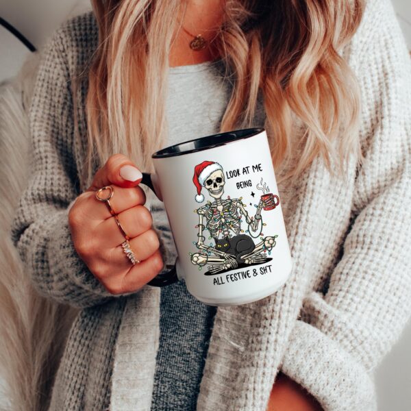 Funny Skeleton Christmas Mug – Gothic Holiday Coffee Cup Gift