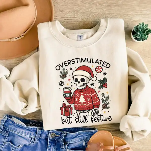 Funny Skeleton Christmas Sweatshirt – Cute Introvert Holiday Top