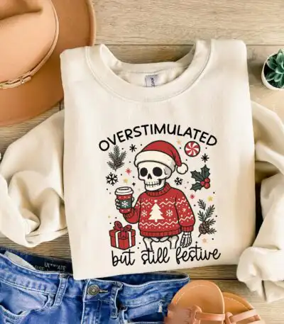 Funny Skeleton Christmas Sweatshirt – Cute Introvert Holiday Top