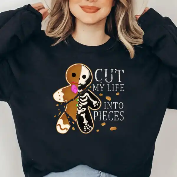 Gingerbread Christmas Sweatshirt – Fun Skeleton Holiday Hoodie