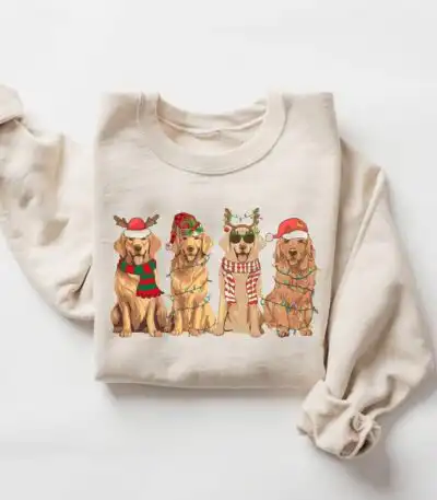Golden Retriever Christmas Sweatshirt – Cozy Dog Lover Tee
